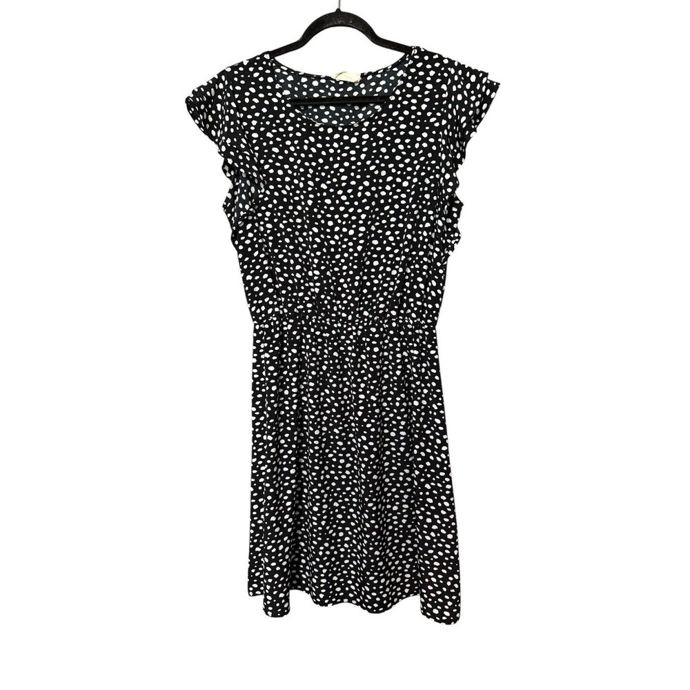 Betsey’s Boutique Shop Scattered Dot Flutter Sleeve Dress Black White XL USA